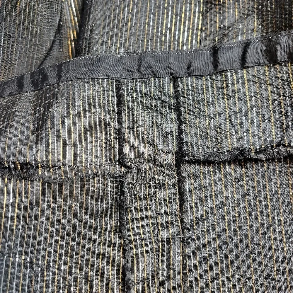 50s Handmade Lurex Black and Gold Striped Fabric Maxi Skirt Velvet Waistband